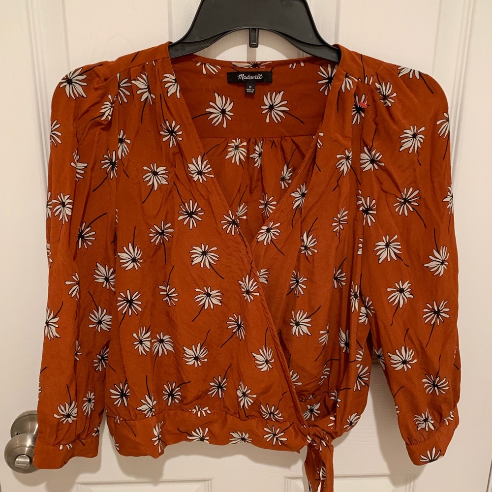 Madewell 100% silk wrap top